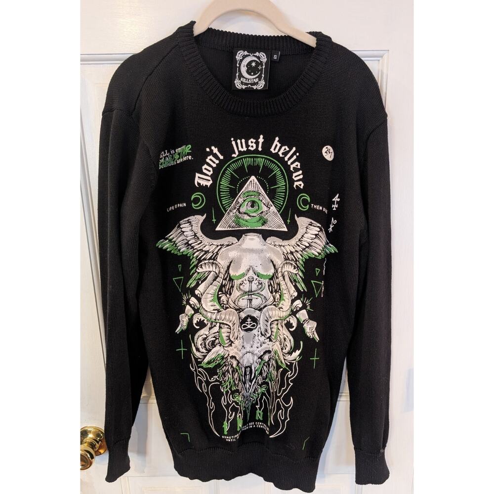 Killstar | Black Sweater "Don't Just Believe" | Small